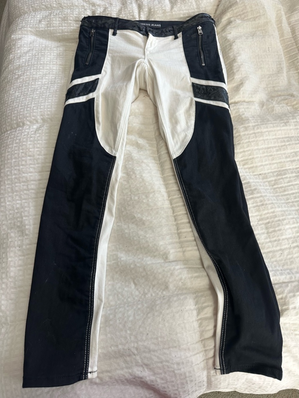 Express Jeans Black and white Two-Tone Waistband Pants